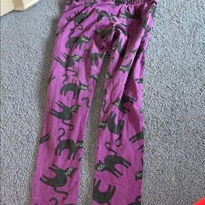Cat Print Kids Leggings - Purple and Black